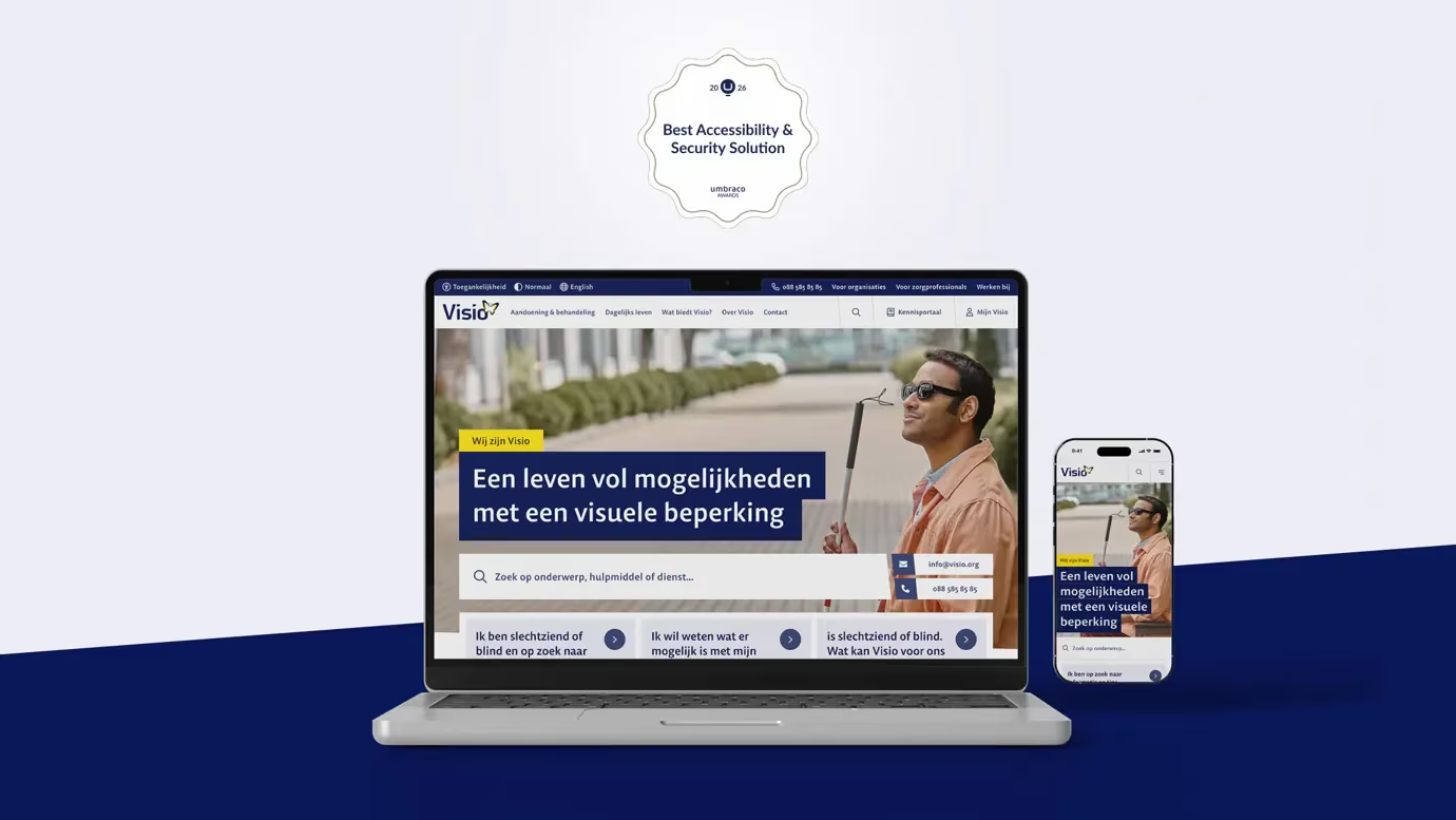 Koninklijke Visio digitaal platform — winnaar Umbraco Award 2026, Best Accessibility & Security Solution